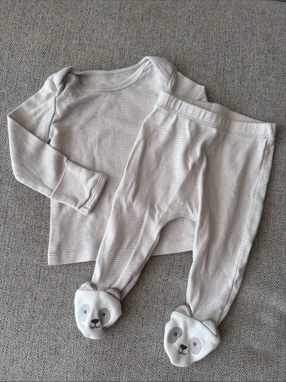 Carter's Striped Long-Sleeve Set with Bear Footies